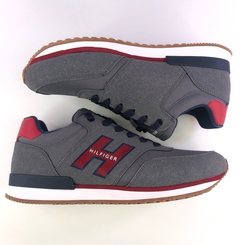 TOMMY Hilfiger Mens Gray Mainer Lace Up Retro Jogger Sneakers  NIB - Picture 2 of 8